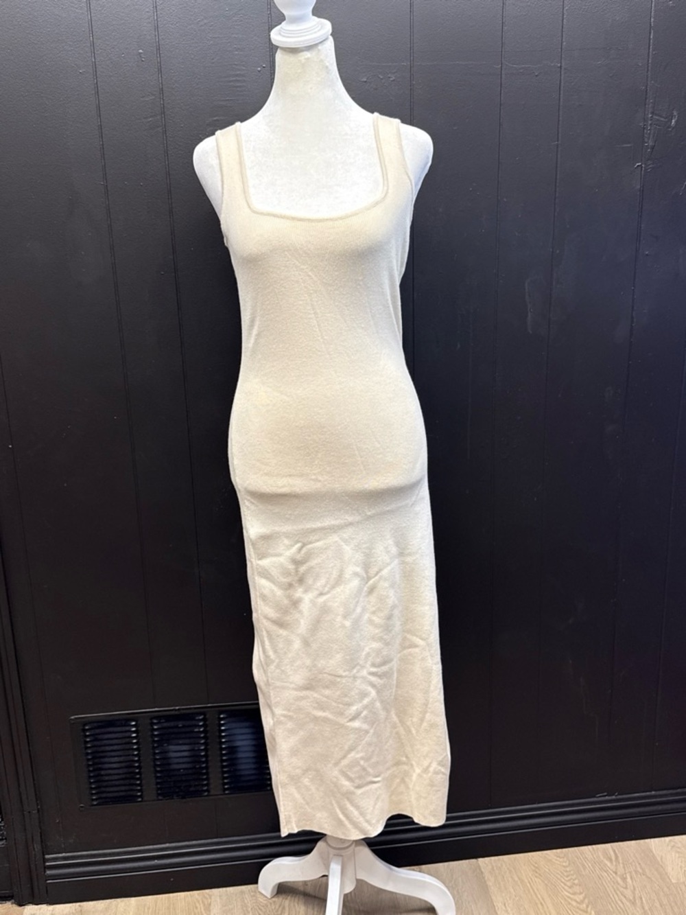 Cream Square-Neck Maxi Tank Dress